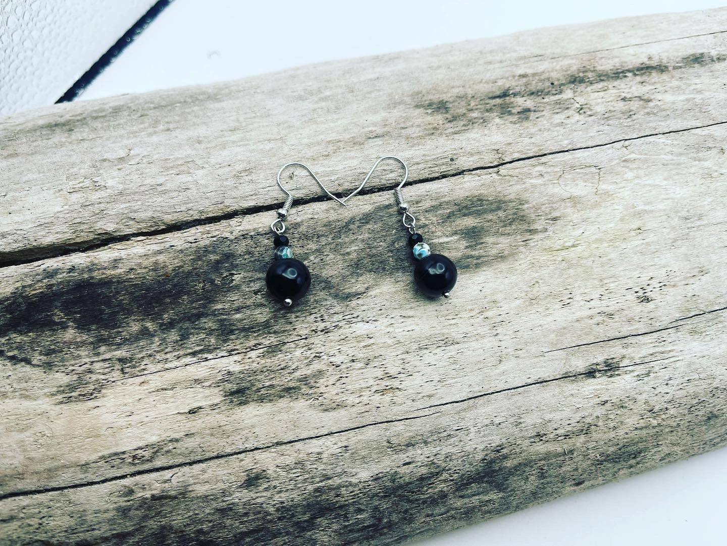 Deep Blue/Black Agate Earrings