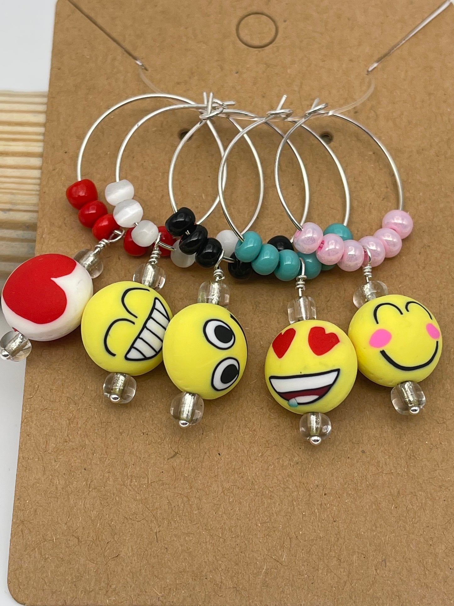 Smiley Emoji Wine Charms