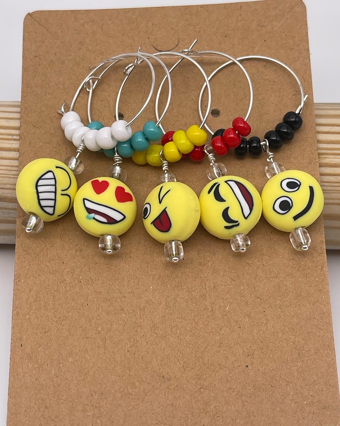 Smiley Emoji Wine Charms